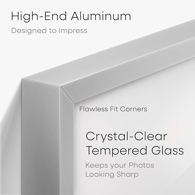 Homeforia 11x14 Silver Diploma Frame, High-End Metal, 8.5x11 Mat, Glass