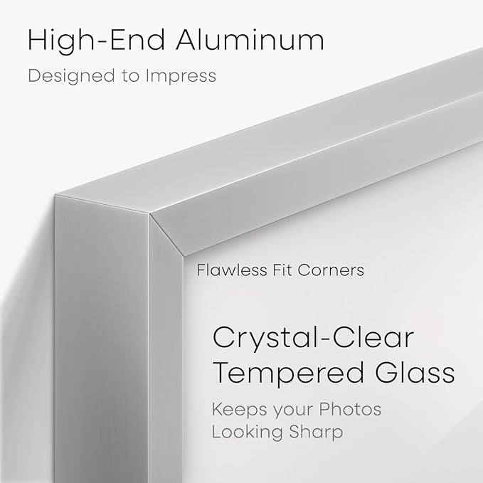 Homeforia 8.5x11 Silver Diploma Frame, High-End Metal, Glass