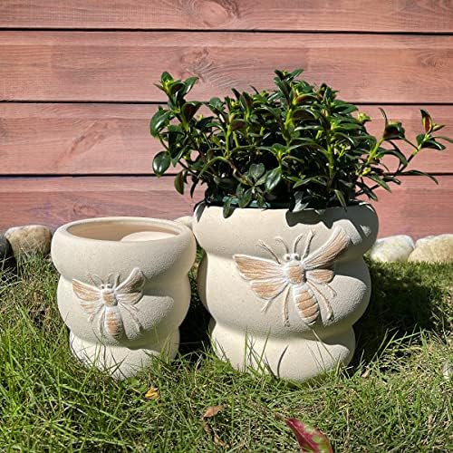 Ceramic Plant Pots, 8+6 Inch, 2 Pcs Indoor Planters with Drainage Holes