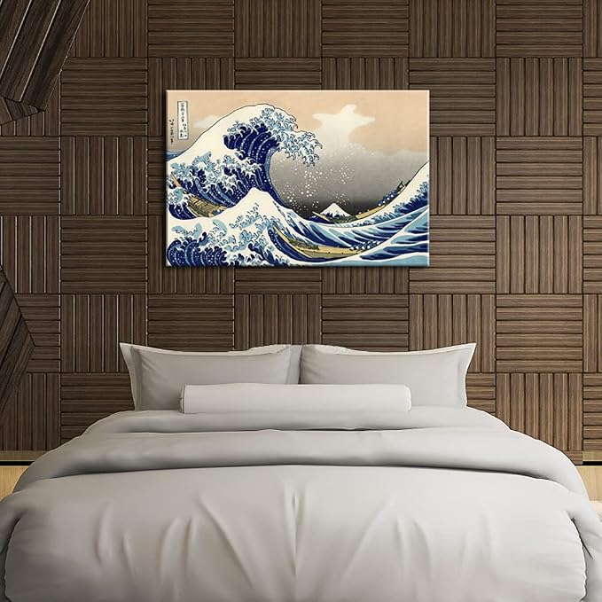 Wieco Art Great Wave of Kanagawa Katsushika Hokusai Giclee Canvas Prints Wall Art Abstract Seascape Pictures Paintings for Living Room Home Decorations Large Modern Stretched and Framed Sea Artwork
