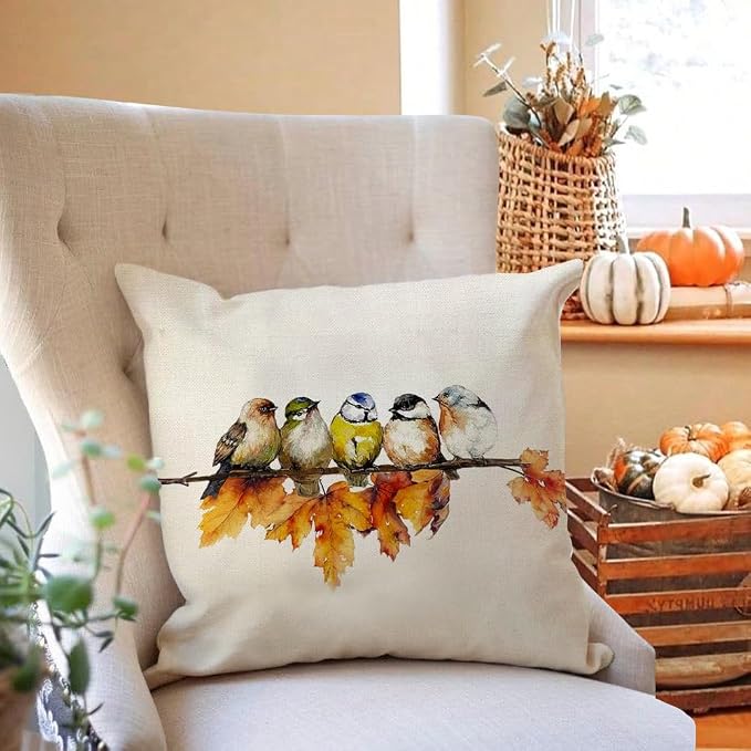 RABUSOFA Fall Outdoor Pillow Covers 18x18 Inch Waterproof Outdoor Thanksgiving Maple Leaf Decor Pillow Cases Polyester Fall Decoration for Home Couch