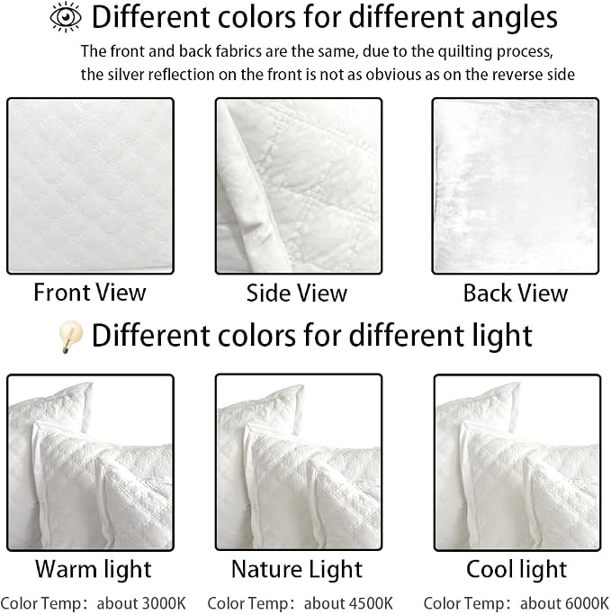 Standard Pillowcase 20X26 1 Piece Pillow Cover with Envelope Closure Rectangular Quilted Pillow Case Soft Decorative Texture Pillow Sham for Bed, Ivory White