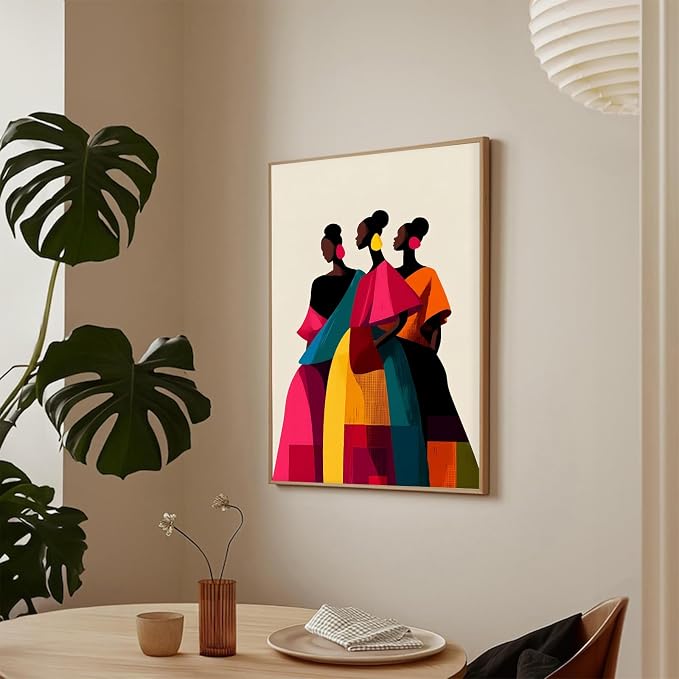 Black Woman Wall Art Colorful Abstract Women Picture 16x24 Inch Unframed | Black People Poster Boho Women Poster African American Wall Art Modern ArtWork for Dorm Living Room Bedroom Apartment Home