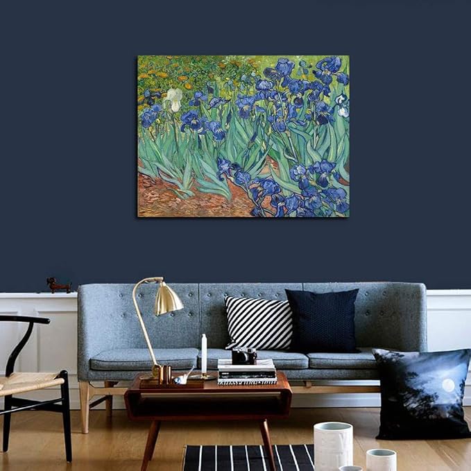 Wieco Art Irises Extra Large Modern Gallery Wrapped Floral Giclee Canvas Prints By Van Gogh Famous Flowers Oil Paintings Reproduction Artwork Pictures on Canvas Wall Art
