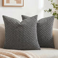 Fancy Homi 2 Packs Dark Gray Euro Decorative Throw Pillow Covers 26x26 Inch for Living Room Couch Bed Sofa, Rustic Farmhouse Boho Home Decor, Soft Striped Corduroy Grey Square Cushion Case 66x66 cm