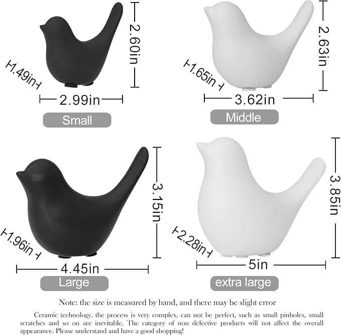 Notakia Small Birds Statues Black Modern Farmhouse Decor Deals, Farmhouse Decor for Kitchen Counter, Bathroom Shelf, Living Room, Office Sculpture, Knick Knacks for Shelves