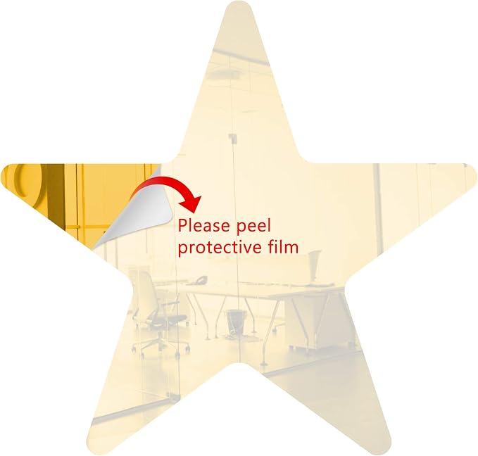 Marketing Holders Acrylic Mirror 2" Yellow Star DIY Smooth Edge Plexiglass Tiles .118 3MM Thick Rounded Corners Decor for Schools Dance Studios Art Gallery Business and Hotel Lobbies