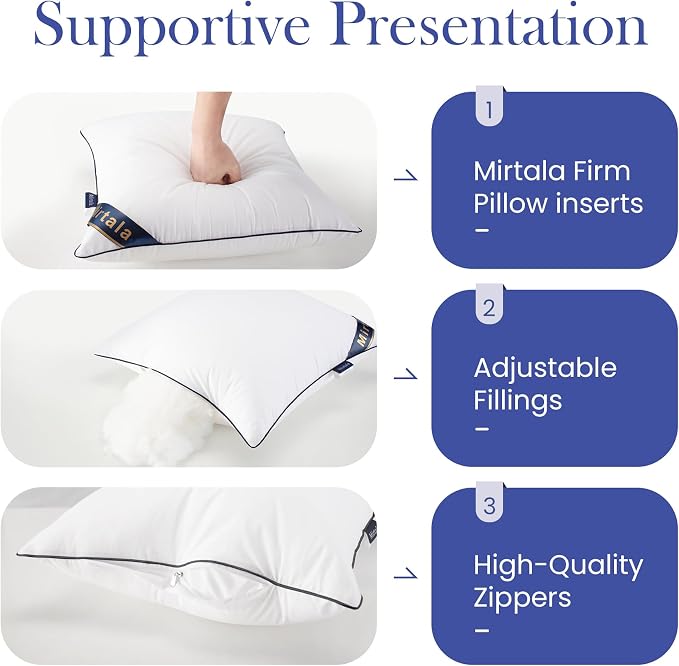 Mirtala 26"x26" Pillow Inserts Set of 2 with 100% Cotton Cover Decorative Square Throw 26" Pillows for Living Room, Sofa, Couch, and Bed-White (2, 26 x 26 Inch)