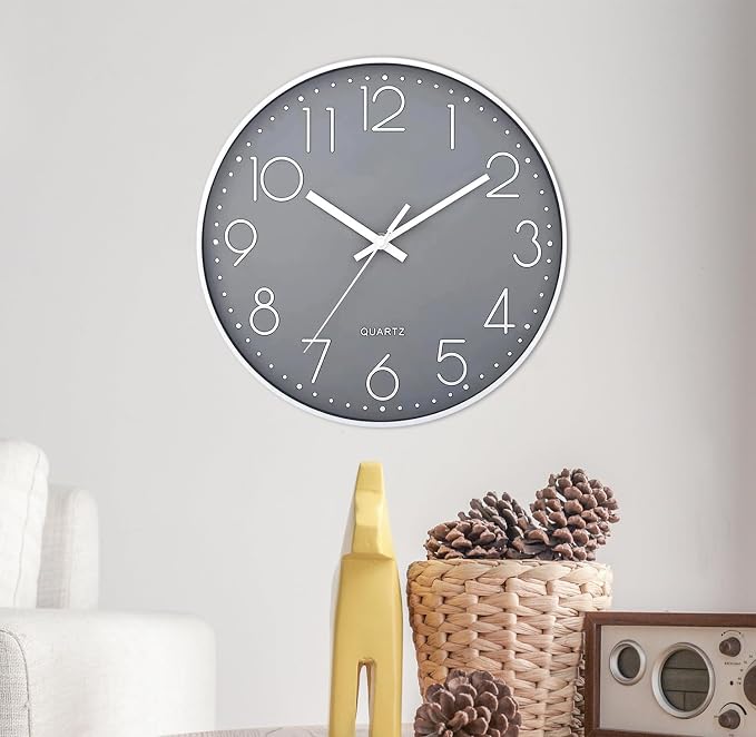 SIN&MI Wall Clock Silent & Non Ticking Modern Quartz Battery Operated Digital Quiet Sweep Office/Home/School/Kitchen Decor Clocks 9 Inch