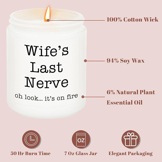 Homsolver Gifts for Wife from Husband, Funny Birthday, Mothers Fathers Day, Christmas, Anniversary, Valentines, Romantic Lavender Scented Candles