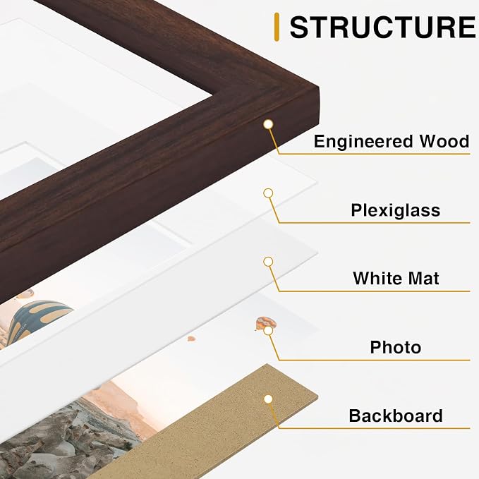 Vittanly 20 Pack Picture Frames Collage Wall Decor, Light Brown | Gallery Wall Frame Set for Wall or Tabletop Display, Multi Sizes Picture Frame Set: 4pcs 8x10, 8pcs 5x7, 8pcs 4x6, MDF Wood