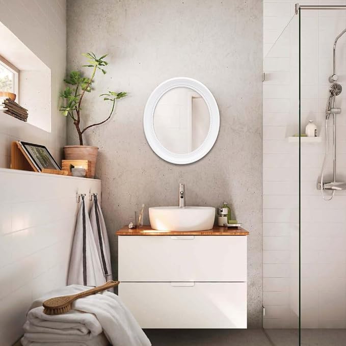 OIGUMR White Oval Bathroom Mirror Oval Wall Mirror 20 x 16.1 inch
