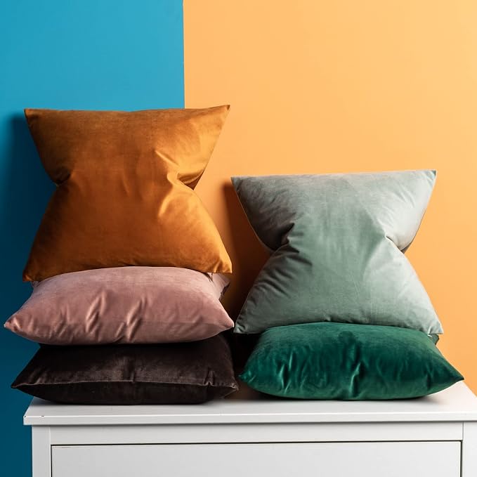 JUSPURBET 12x20 Lumbar Velvet Throw Pillow Covers Set of 2,Rust