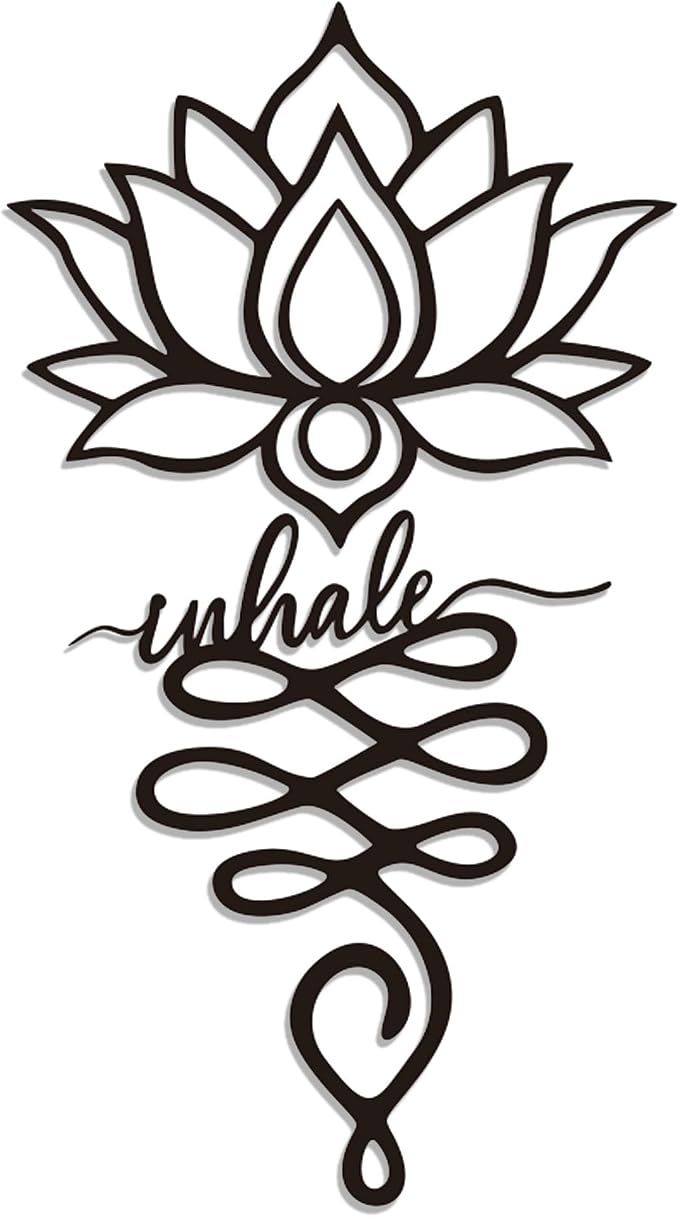 Xedatric 2 Piece Metal Lotus Wall Decor for Yoga Studio Matte Black | For yoga living room or office matte black solid metal 2 sizes 12.9 x 10.7 and 10.4 x 13.6 inch flexible layout
