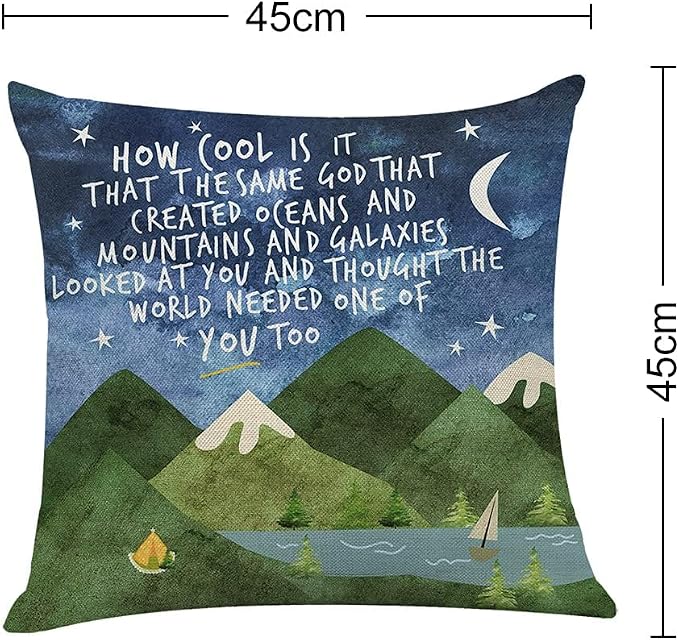 Littlefa Inspiring Gifts Cute Mountains Throw Pillow Cover Mountains Cushion Cover Decorative Pillowcase Living Room Bedroom Decor for Girls Friends Daughter Niece Women - How Cool | Christian Inspirational Throw Pillow Cover 18x18 In, Mountains Nature...