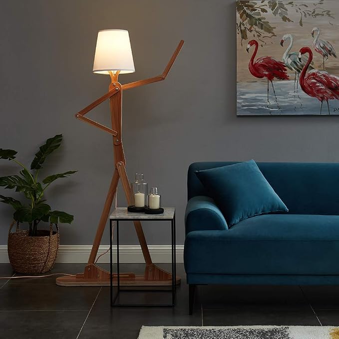 Cool Decorative Reading Floor Lamp and Cute Dog Lamp - Wood