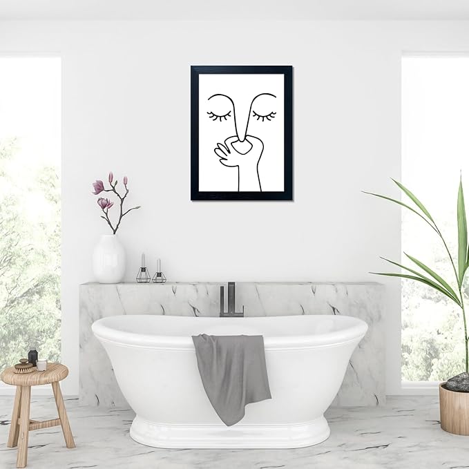 AIANHUA Black and White Bathroom Decor Wall Art Bad Smell Humorous Canvas Print Funny Guest Toilet Picture Artworks for bathroom walls Modern Minimalistic Bathroom Sign Accesories