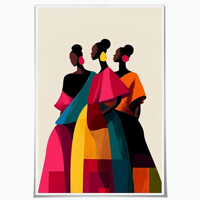 Black Woman Wall Art Colorful Abstract Women Picture 16x24 Inch Unframed | Black People Poster Boho Women Poster African American Wall Art Modern ArtWork for Dorm Living Room Bedroom Apartment Home