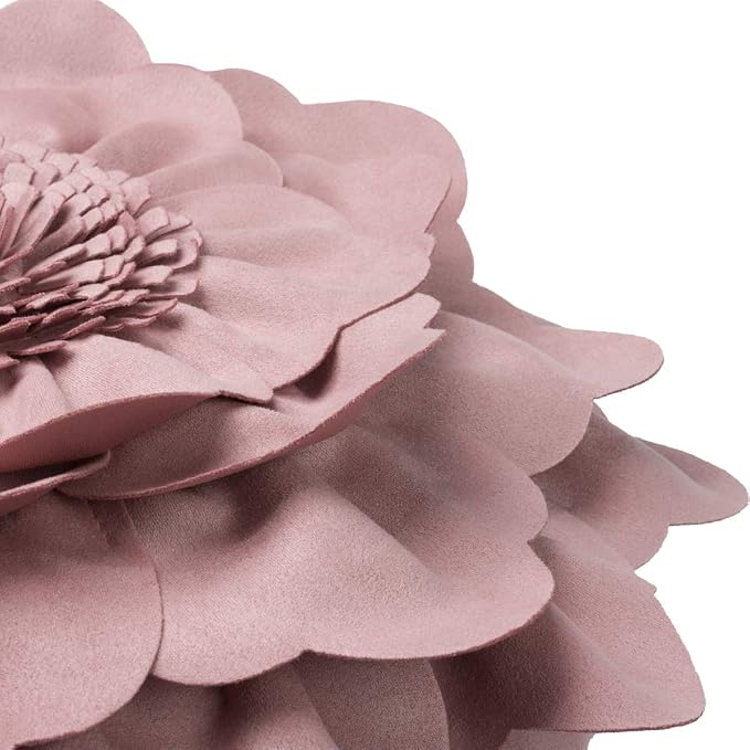 JWH 3D Flower Throw Pillow Cover Decorative Floral Round Cushion Handmade Pillowcase with Insert for Home Bed Couch 14 Inch Lavender Pink Suede