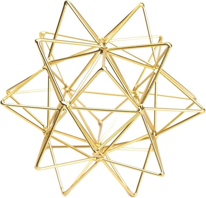 3D Gold Decorative Sphere, Metal Geometric Tabletop Decoration