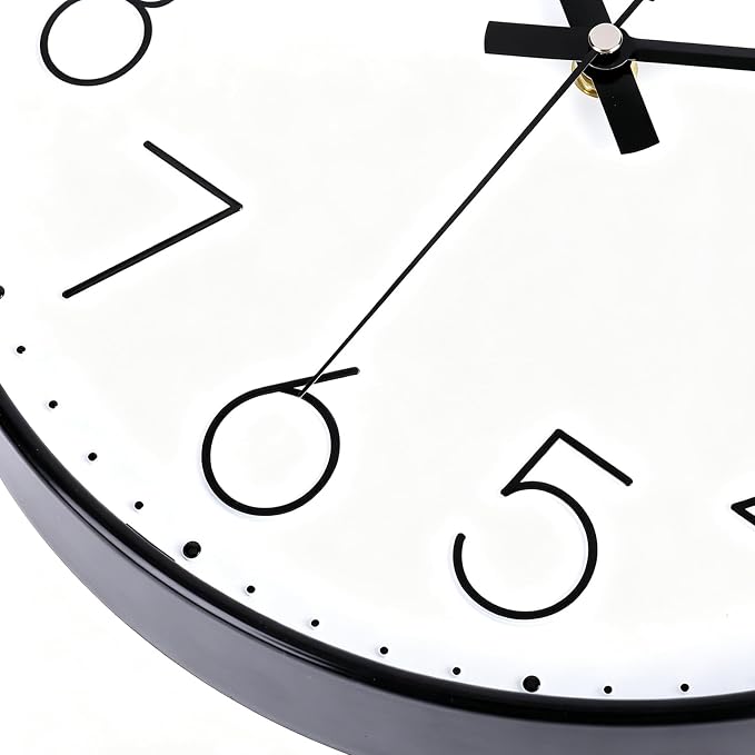 2 Pack Black Wall Clock 12 Inch Modern Silent Battery Operated Wall Clocks | Office Kitchen Classroom School