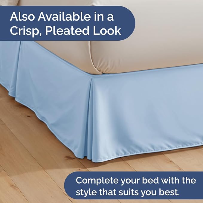 Bedskirt King Size Ruffle - Ruffled Bed Skirt - 12 Inch Drop - Light Blue | Bedskirt with Platform, Ultra-Soft Premium Hotel Quality, Wrinkle Free, Fade & Shrink Resistant, for Women, Men, Kids & Teens