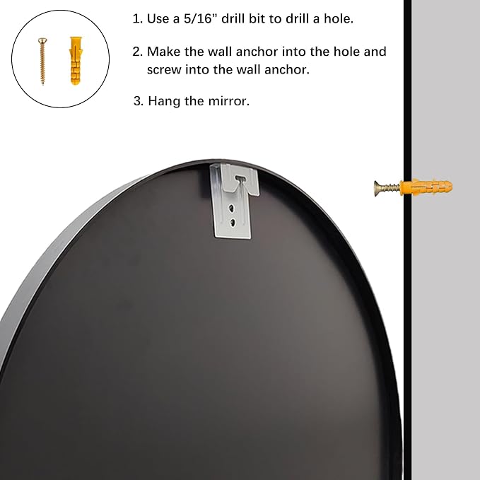 Black Bathroom Mirror 30 inch, 2 Pack Wall Mirror,Matte Metal Frame | High Definition Mirror, Easy Installation, Circular Mirrors for Living room Cloakroom, Hallway, Bathroom
