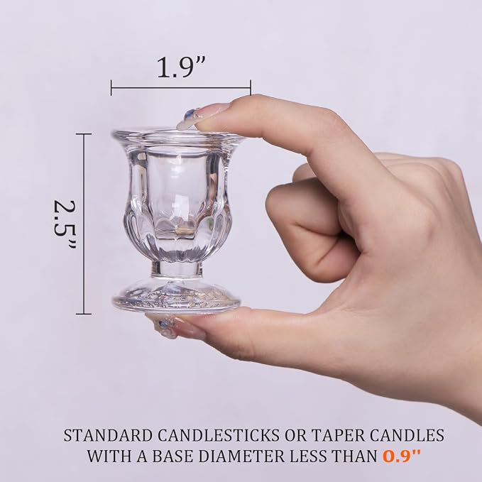 Letine Candlestick Holders Set of 12-2.5" H Taper Candle Holders Bulk - Clear Glass Candle Holder for Rustic Wedding Centerpiece Table Decorations, Valentine's Day & Thanksgiving Decorations Indoor