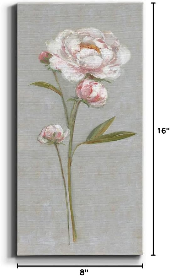 Renditions Gallery Canvas Nature Wall Art Modern Paintings Decorations Magical Pink Peony Romantic Canvas Artwork Wall Hanging Glam Prints for Bedroom Office Kitchen - 8"x16" LT43