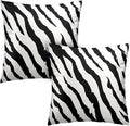 Zebra Stripes Pillowcase 20x20 Set of 2 Black and White Animal Print Stripe Throw Pillow Covers Square Cotton Blend Cushion Covers Home Decor for Sofa Bedroom