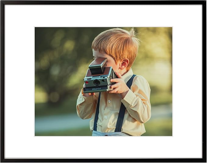 Frametory 2 Pack 11x14 Aluminum Frame with Mat for 8x10 Photo, Black