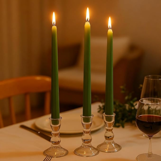 Glass Candle Holder for Taper Candles, Clear Decorative Candle Sticks Holders Set of 6 for Christmas Decor and Thanksgiving Wedding Dining Party Table Decorations (Exclude Candles)
