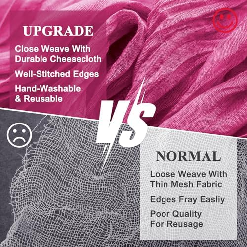 Wokceer Cheesecloth Table Runner Fushia 10FT Boho Gauze Runner, 12 Pack