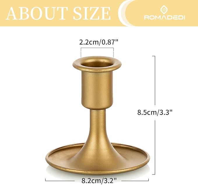 Candlestick Holders Taper Candle Holders, Romadedi Gold Candle Stick Candle Holder for Table Centerpiece, Wedding Reception, Festive Christmas Mantel Decoration or Home Decor, Set of 24 | for Standard Candlestick, Festive Table Centerpiece, Vintage Hom...