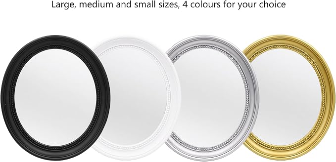 OIGUMR Small Bathroom Mirror Wall Mirror Mirror Wall Decor Oval Mirror (White, 15.2 x 13.2)