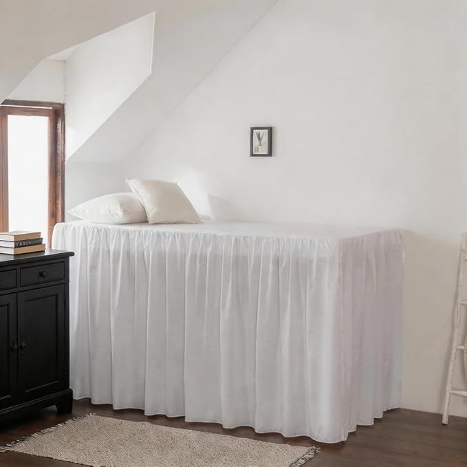 Dorm Bed Skirt Twin XL 30" Drop, College Dorm Room Essentials, White | Extra Long Dust Ruffled College Bedskirt with Split Corners - Easy Fit - Fade & Wrinkle Free - Machine Washable
