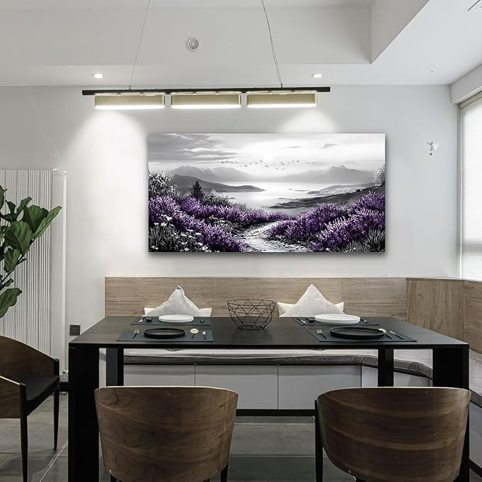 KELIYUAN Large Canvas Wall Artwork Home Decoration Painting Black And White Landscape Modern Print Painting Living Room Decor And Bedroom Office Wall Decoration Natural Scenery Mural 24 X 48 Inches