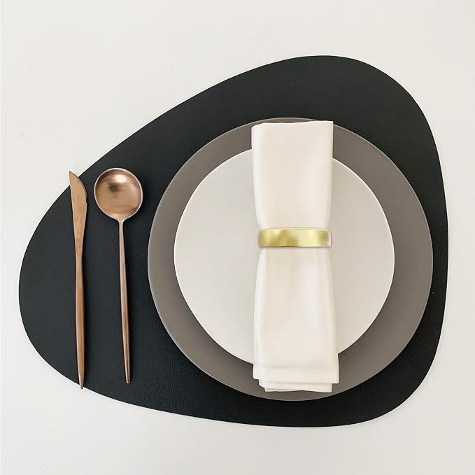 Stainless Steel Golden Semicircular Napkin Rings Set of 12 | Modernist Napkin Ring Holder for Wedding, Banquet, Metallic Adornment for Table Settings, Glossy Serviette Buckles Decor