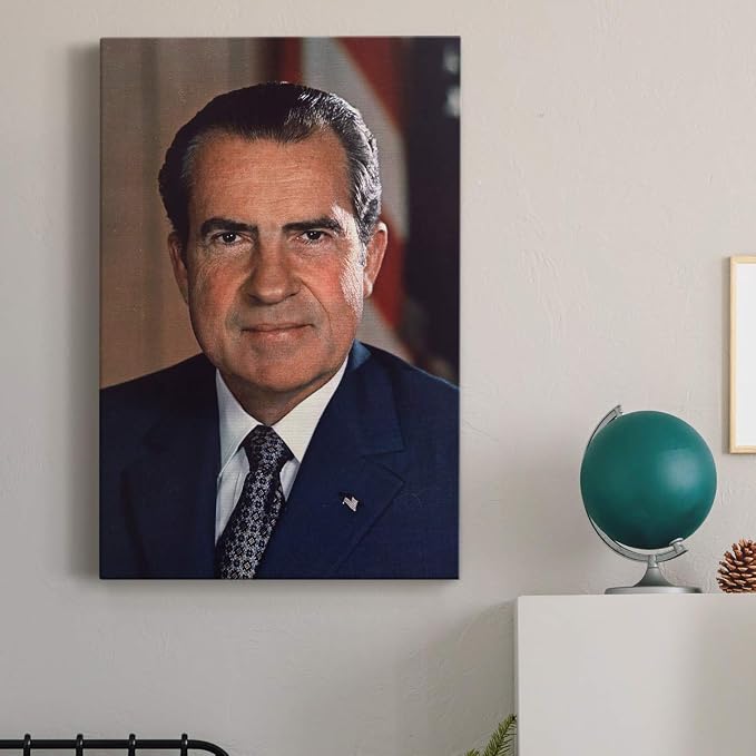 Renditions Gallery Richard Nixon Presidental Portrait Wall Art, Premium Gallery Wrapped Canvas Decor, Ready to Hang, 36 in H x 24 in W, Made in America Print