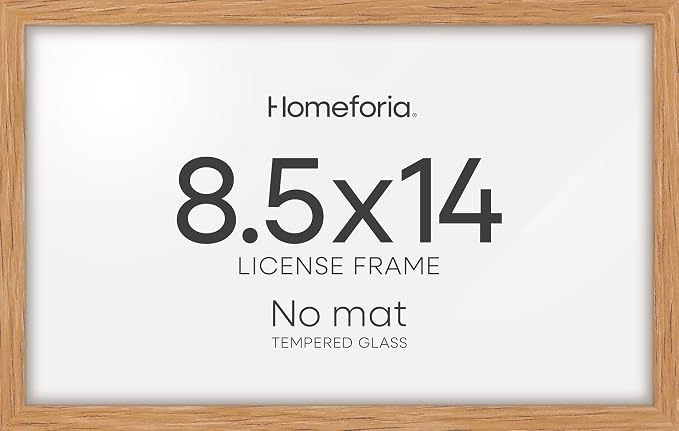 Homeforia 8.5x14 Natural Oak Marriage License Frame, High-End Wood, Glass