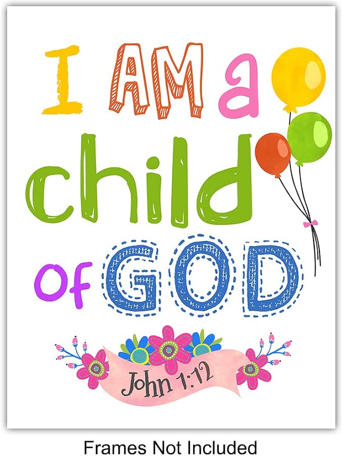 Religious Bible Verse Wall Art - LARGE 11X14 - Christian Decor for Kids Room, Boys, Girls Bedroom - Catholic Scripture Gifts for Women - Aesthetic Wall Collage Kit - Positive Inspirational Quotes