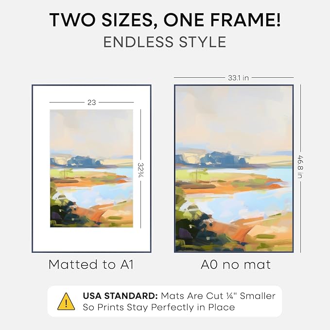 Homeforia A0 Blue Poster Frame, High-End Metal, A1 Mat, Glass