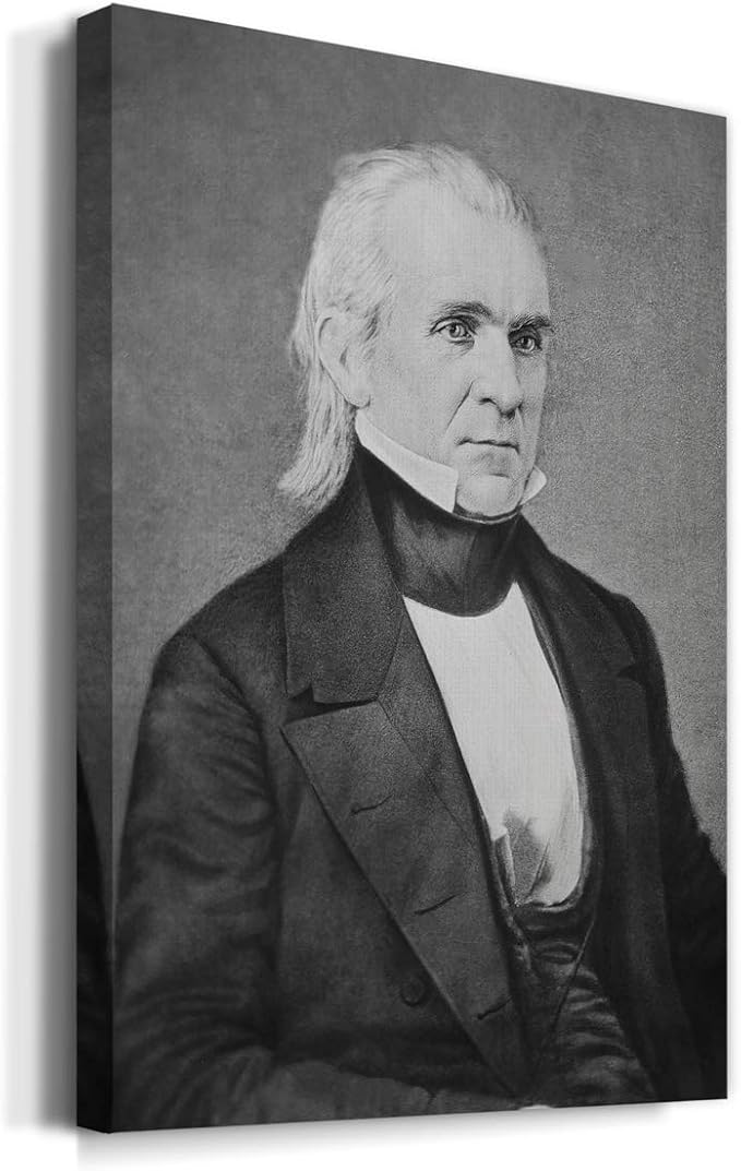 Renditions Gallery James K. Polk Presidental Portrait Wall Art, Premium Gallery Wrapped Canvas Decor, Ready to Hang, 18 in H x 12 in W, Made in America Print