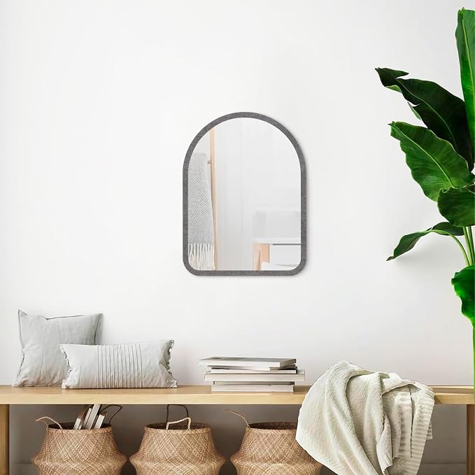 Arched Mirror for Wall, Large 20" x 16" Rustic Mirror with Wood Frame for Wall Decor Bathroom Vanity Mirror Living Room Entryway Hallway