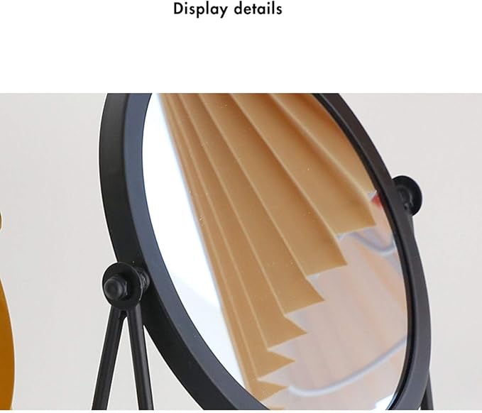 Iron Tabletop Makeup Mirror, Round Swivel Desktop Stand Mirror, 360°Rotation One-Sided Dressing Table Mirror (Black)
