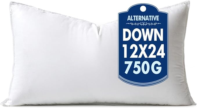MIULEE 12x24 Inch Synthetic Down Alternative Pillow Insert | Decorative Throw Pillow 12 x 24 Inch Body Bed Sleeping Ultra Soft Fluffy Form for Sofa Couch Bed