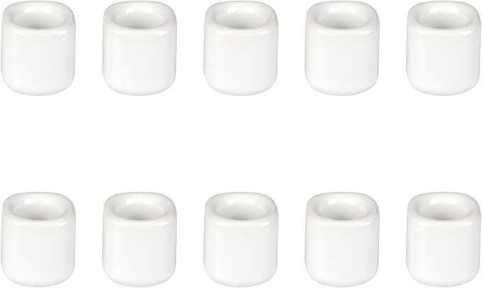 Mega Candles 10 pcs White 1/2 Inch Diameter Ceramic Chime Ritual Spell Candle Holders, Great for Casting Chimes, Meditation, Rituals, Spells, Vigil, Witchcraft, Wiccan Supplies