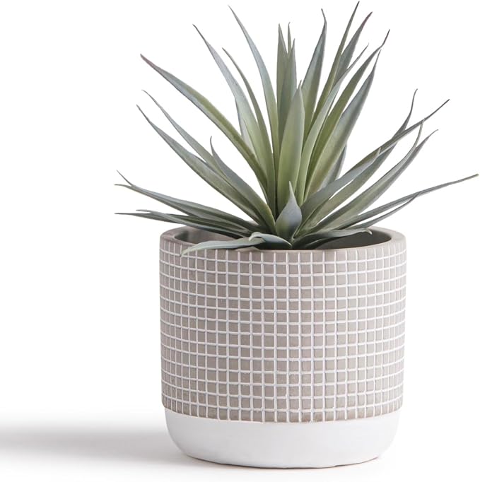 Kurrajong Farmhouse 8" high Artificial Plant in Pot - Small Faux Plant for Desk, Bathroom, Kitchen, Shelf & Coffee Table - Realistic Indoor Plant for Home Decor