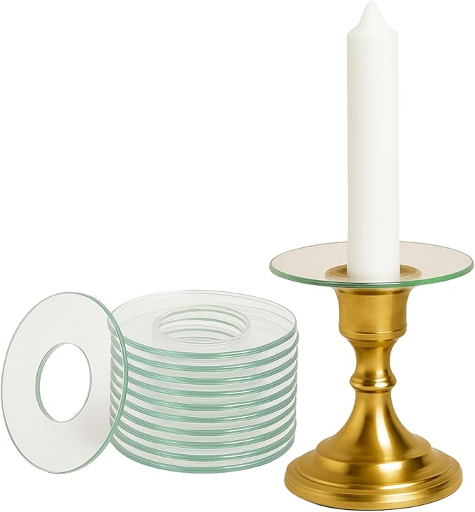Biedermann & Sons Plain Glass Bobeches (Set of 12), Clear 2.75 Inch Drip Protectors, Slide On Wax Catchers, Fits 7/8 Inch Taper Candles, Rings for Candlesticks and Table Decor