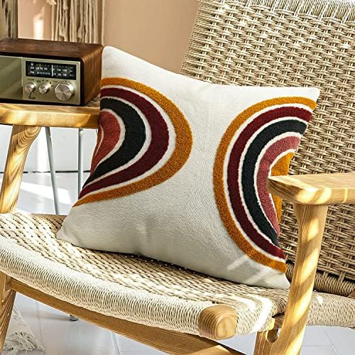Merrycolor Boho Abstract Throw Pillow Covers 18x18 Tufted Sun Pillow Covers Colorful Mid Century Modern Pillow Covers Boho Pillows Decorative Throw Pillow Case for Bed Couch Living Room,1PC